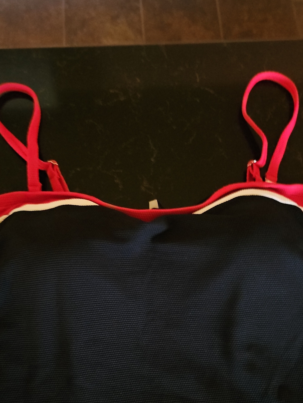 Tommy Bahama Black Tankini Top with Red and White Trim - Picture 2 of 5